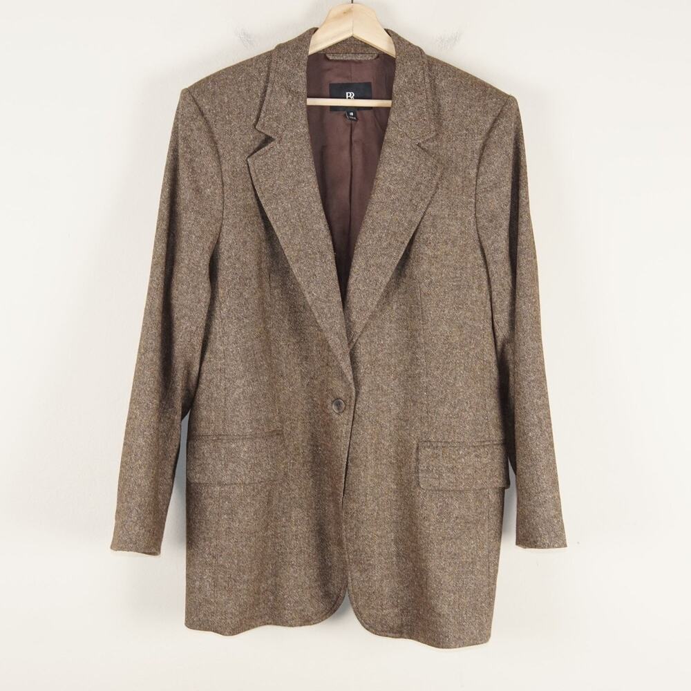 Banana Republic Remanso Donegal Wool Silk Blend Brown Blazer Womens Sz 18